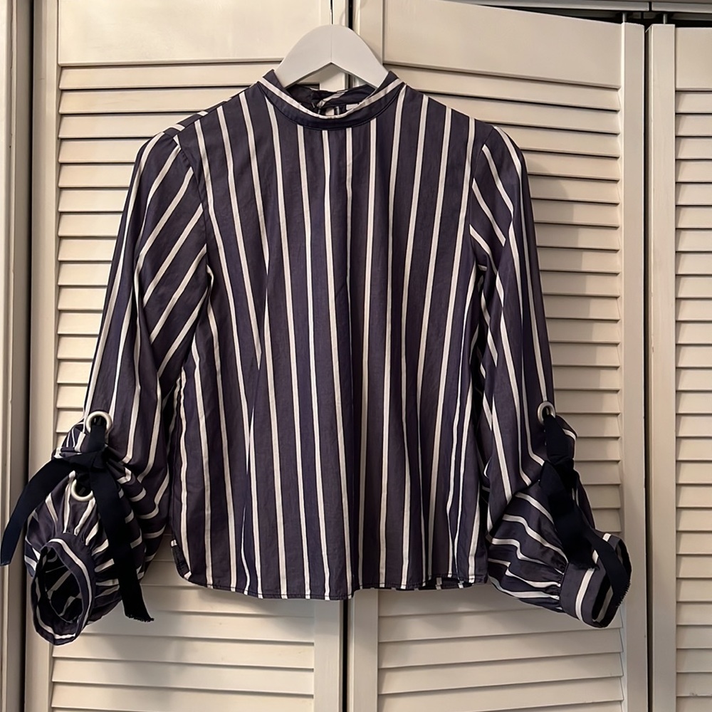 Zara Preppy Blouse w/ sleeve detail